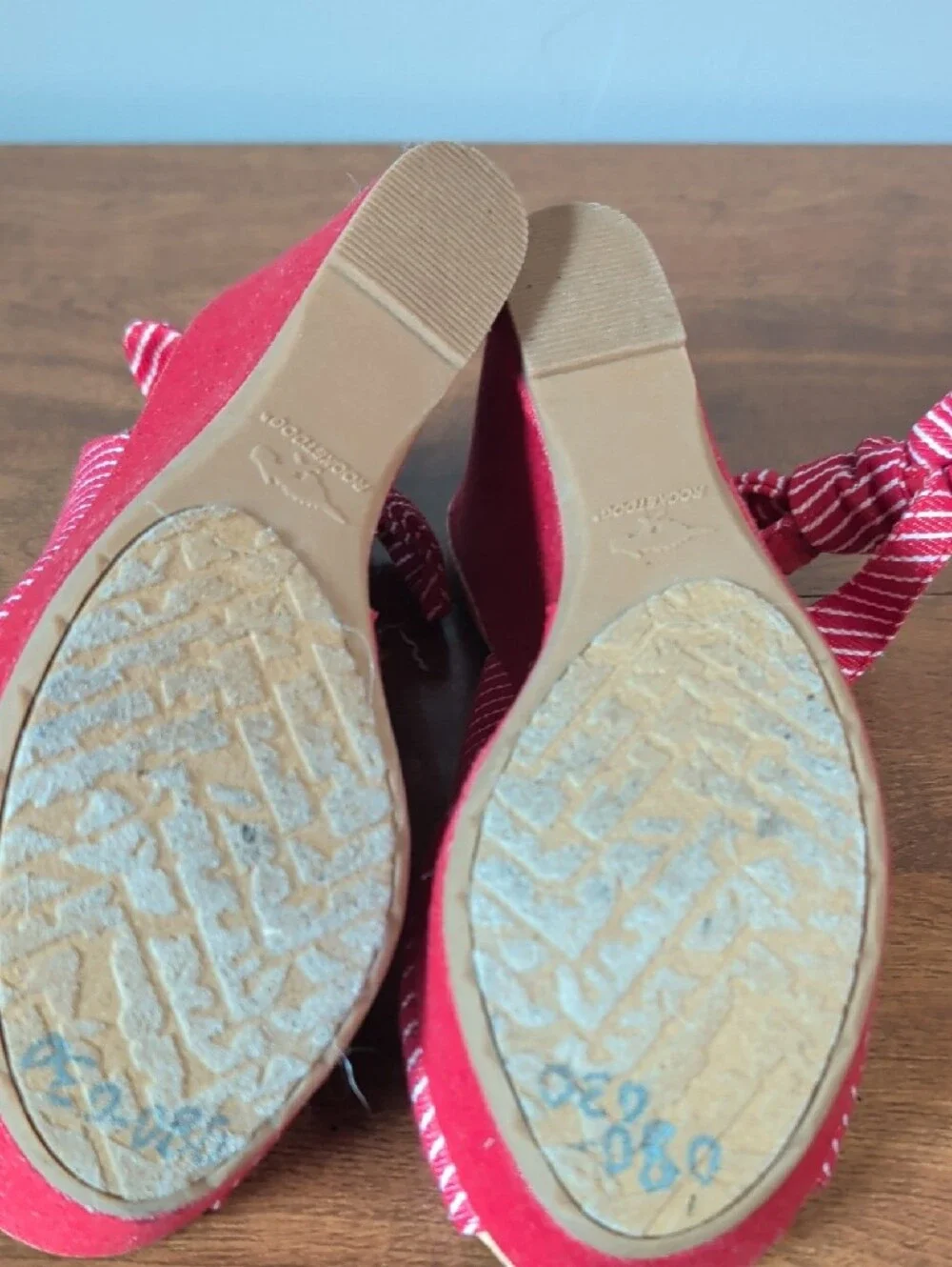 Rocket Dog Red Striped Peep-Toe Wedge Sandals